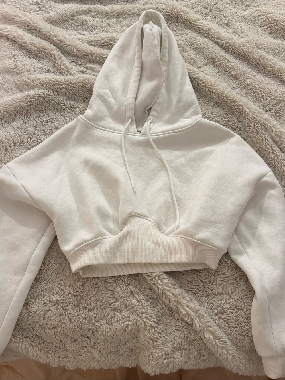 Fashion Nova Cream Cropped Hoodie